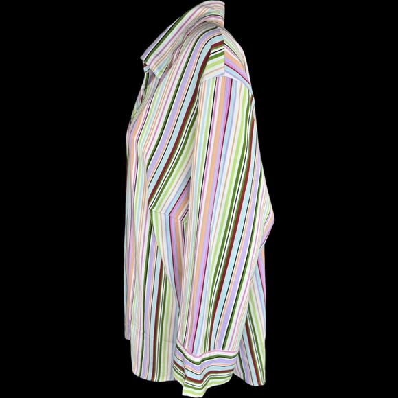 Notations Woman Button Up Shirt Striped Long Sleeve Blouse Plus 2X Multicolor - Picture 2 of 12